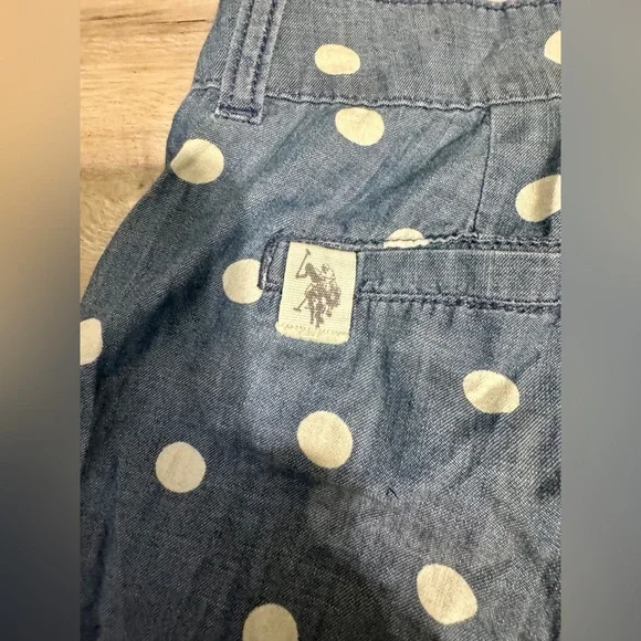 U.S. Polo Assn. Women’s  Polka Dot Chino Shorts, Blue Sz 8 - Picture 4 of 12